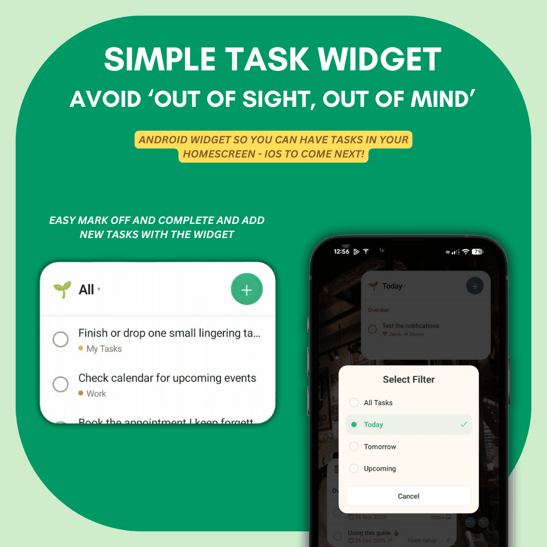 Home Screen Widget: Tasks at a Glance